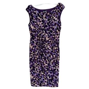 connected apparel Purple and Cream Abstract Dot Midi Dress